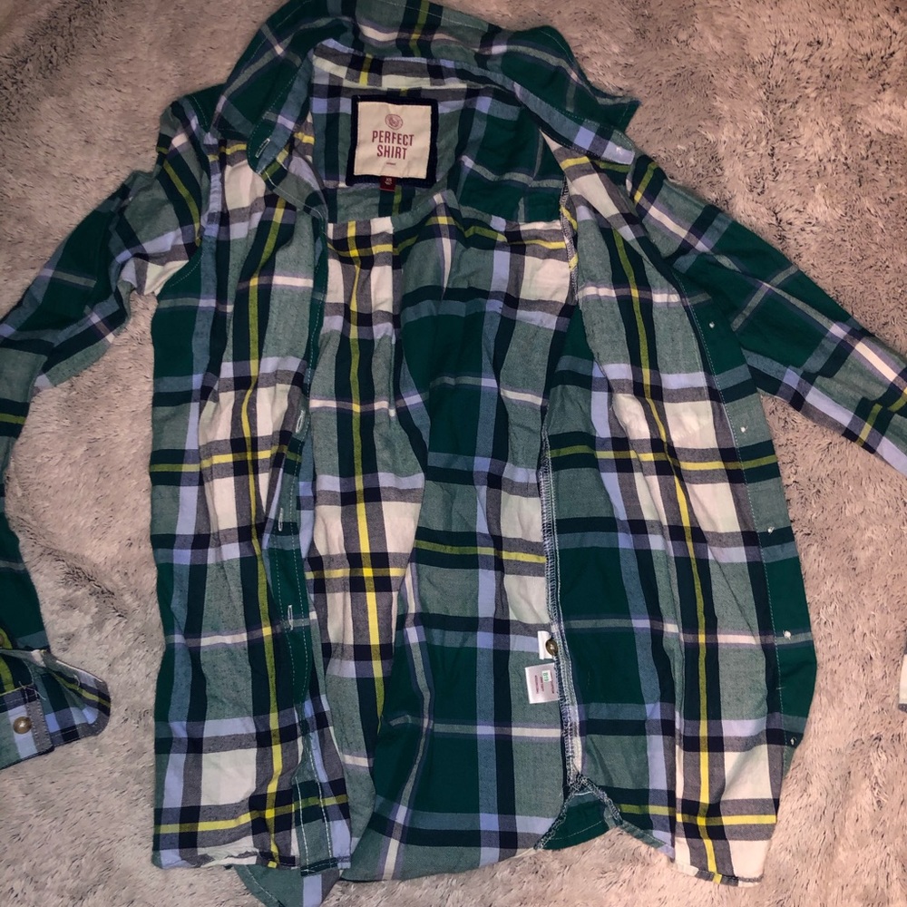 green and blue flannel